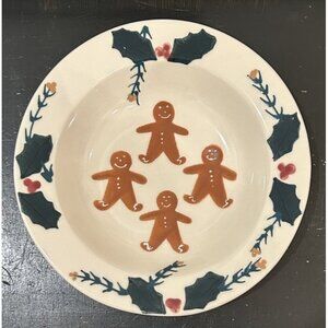 HARTSTONE POTTERY Rimmed Soup Bowl STONEWARE Gingerbread Boy Holly Holiday